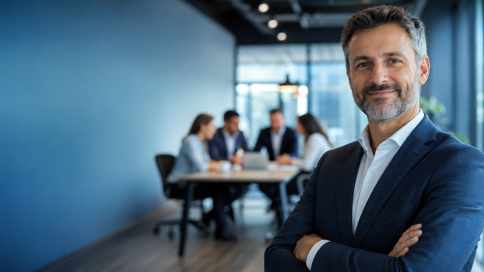 Business leader with a professional team